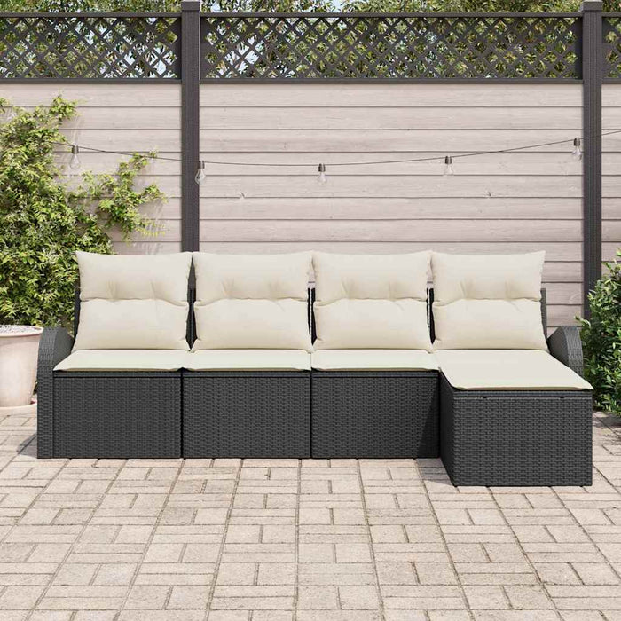 Set de canapele pentru grădină 5 pcs Negru, alb Rattan poli - WALTI WALTI