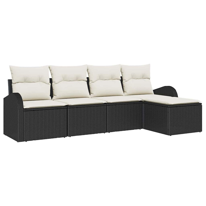 Set de canapele pentru grădină 5 pcs Negru, alb Rattan poli - WALTI WALTI
