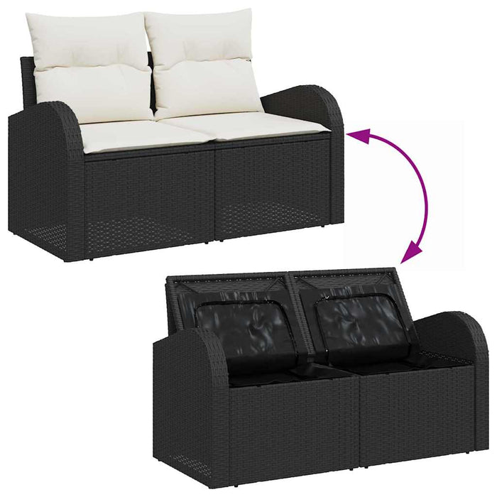 Set de canapele pentru grădină 5 pcs Negru, alb Rattan poli - WALTI WALTI