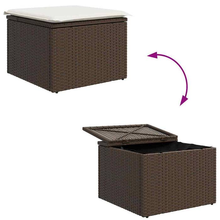 Set de canapele pentru grădină 5 pcs Maro și alb Rattan poli - WALTI WALTI