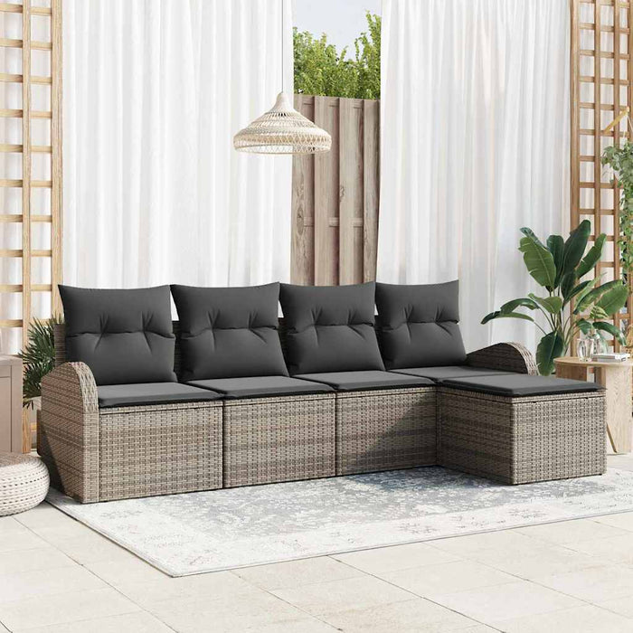 Set de canapele pentru grădină cu pernă 5 pcs Gri Rattan poli - WALTI WALTI