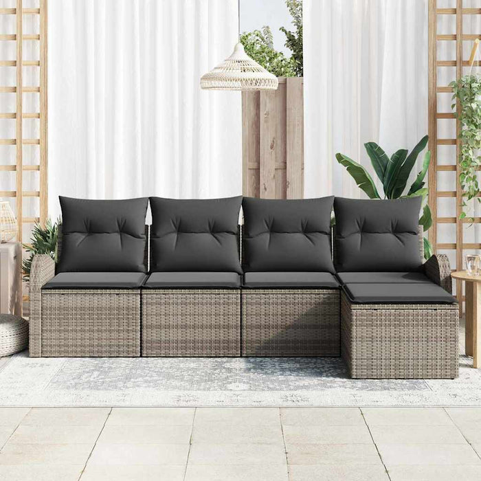 Set de canapele pentru grădină cu pernă 5 pcs Gri Rattan poli - WALTI WALTI