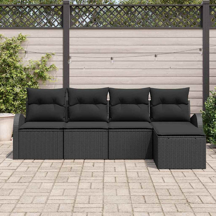 Set de canapele pentru grădină cu pernă 5 pcs Negru Rattan poli - WALTI WALTI