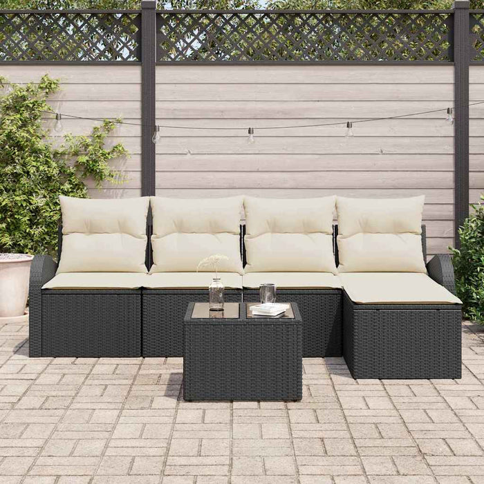 Set de canapele pentru grădină 6 pcs Negru, alb Rattan poli - WALTI WALTI