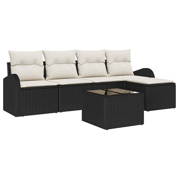 Set de canapele pentru grădină 6 pcs Negru, alb Rattan poli - WALTI WALTI