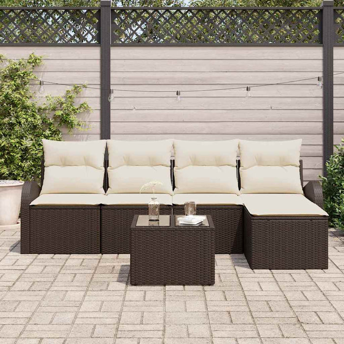 Set de canapele pentru grădină 6 pcs Maro și alb Rattan poli - WALTI WALTI