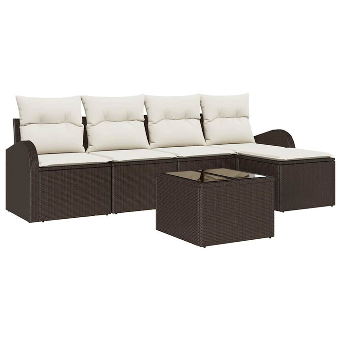 Set de canapele pentru grădină 6 pcs Maro și alb Rattan poli - WALTI WALTI