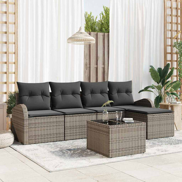 Set de canapele pentru grădină cu pernă 6 pcs Gri Rattan poli - WALTI WALTI