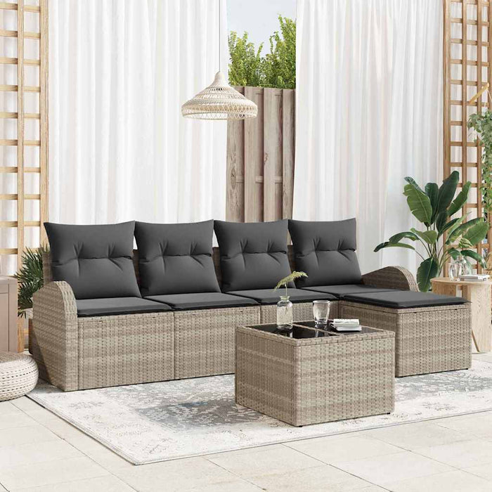 Set de canapele pentru grădină 6 pcs Gri deschis Rattan poli - WALTI WALTI