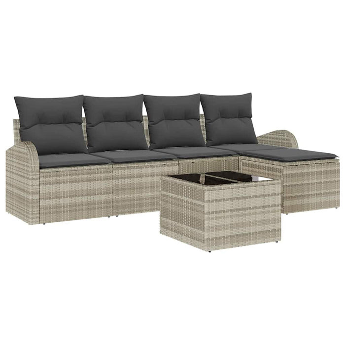 Set de canapele pentru grădină 6 pcs Gri deschis Rattan poli - WALTI WALTI
