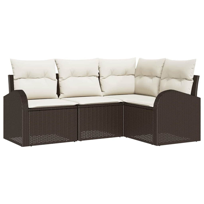 Set de canapele pentru grădină 4 pcs Maro și alb Rattan poli - WALTI WALTI