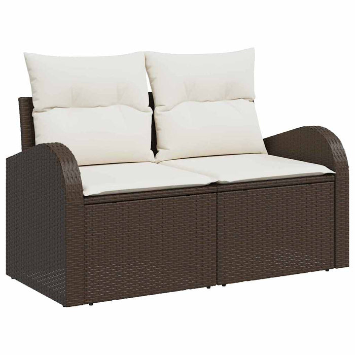 Set de canapele pentru grădină 4 pcs Maro și alb Rattan poli - WALTI WALTI