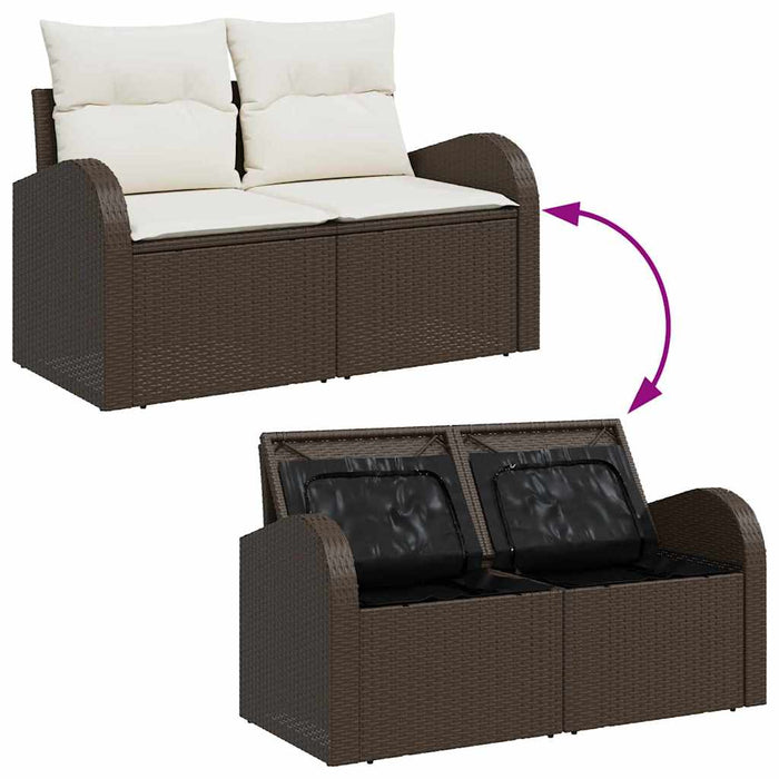 Set de canapele pentru grădină 4 pcs Maro și alb Rattan poli - WALTI WALTI