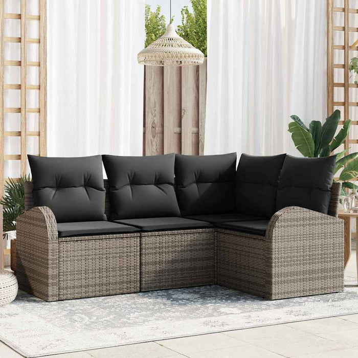 Set de canapele pentru grădină cu pernă 4 pcs Gri Rattan poli - WALTI WALTI