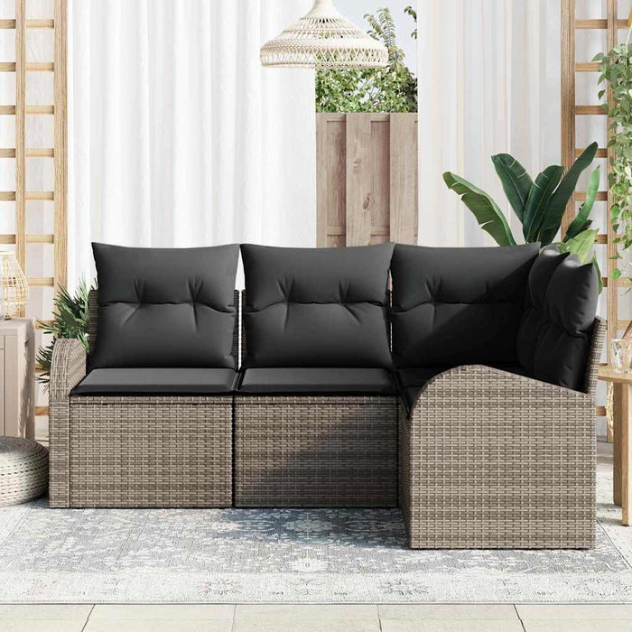 Set de canapele pentru grădină cu pernă 4 pcs Gri Rattan poli - WALTI WALTI