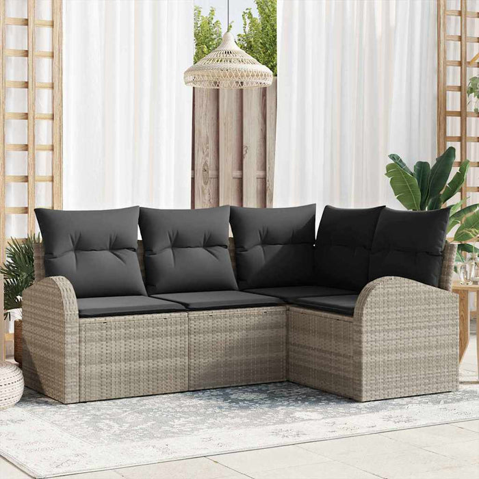 Set de canapele pentru grădină 4 pcs Gri deschis Rattan poli - WALTI WALTI