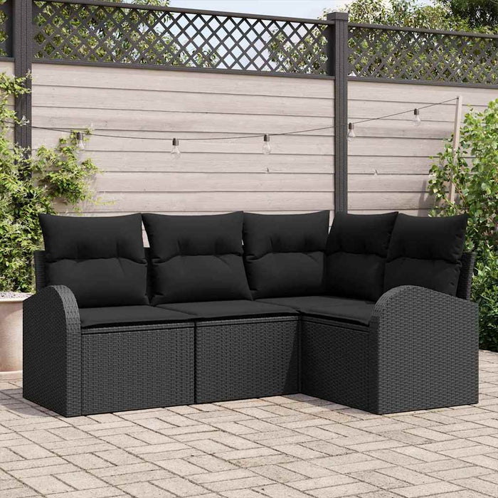 Set de canapele pentru grădină cu pernă 4 pcs Negru Rattan poli - WALTI WALTI