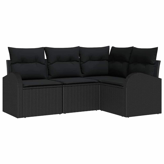 Set de canapele pentru grădină cu pernă 4 pcs Negru Rattan poli - WALTI WALTI