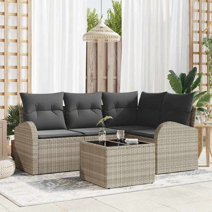 Set de canapele pentru grădină 5 pcs Gri deschis Rattan poli - WALTI WALTI