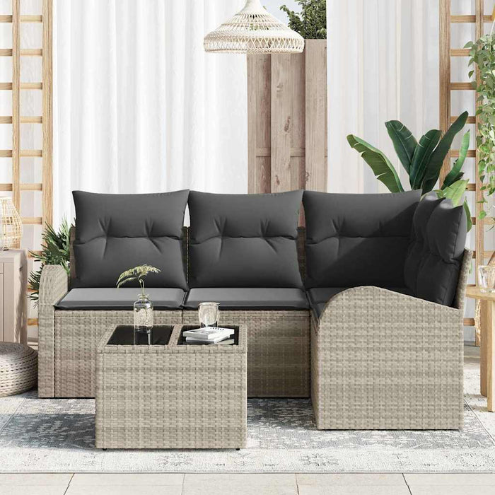 Set de canapele pentru grădină 5 pcs Gri deschis Rattan poli - WALTI WALTI