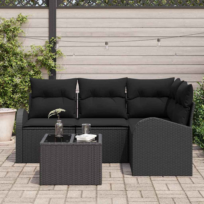 Set de canapele pentru grădină cu pernă 5 pcs Negru Rattan poli - WALTI WALTI