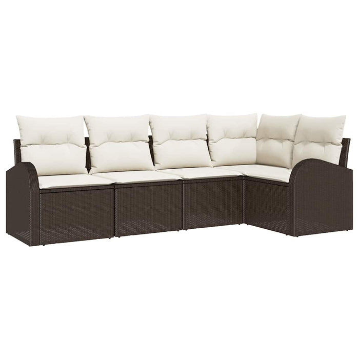 Set de canapele pentru grădină 5 pcs Maro și alb Rattan poli - WALTI WALTI