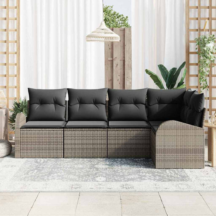 Set de canapele pentru grădină cu pernă 5 pcs Gri Rattan poli - WALTI WALTI