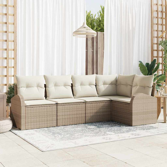 Set de canapele pentru grădină 5 pcs Bej, alb Rattan poli - WALTI WALTI
