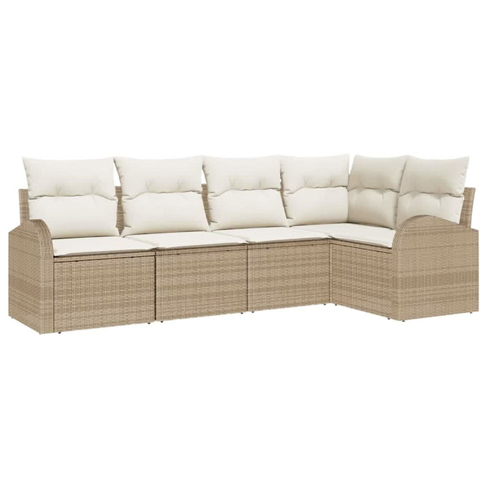 Set de canapele pentru grădină 5 pcs Bej, alb Rattan poli - WALTI WALTI