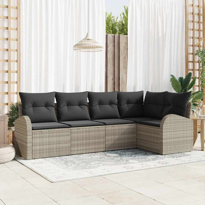 Set de canapele pentru grădină 5 pcs Gri deschis Rattan poli - WALTI WALTI