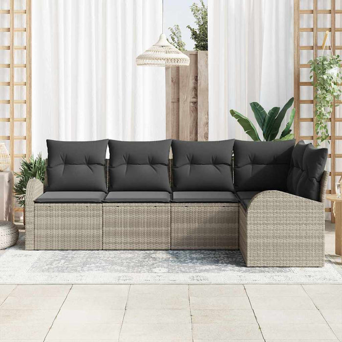 Set de canapele pentru grădină 5 pcs Gri deschis Rattan poli - WALTI WALTI
