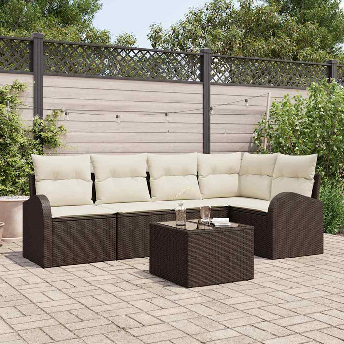 Set de canapele pentru grădină 6 pcs Maro și alb Rattan poli - WALTI WALTI