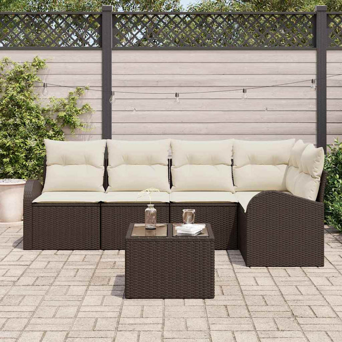 Set de canapele pentru grădină 6 pcs Maro și alb Rattan poli - WALTI WALTI