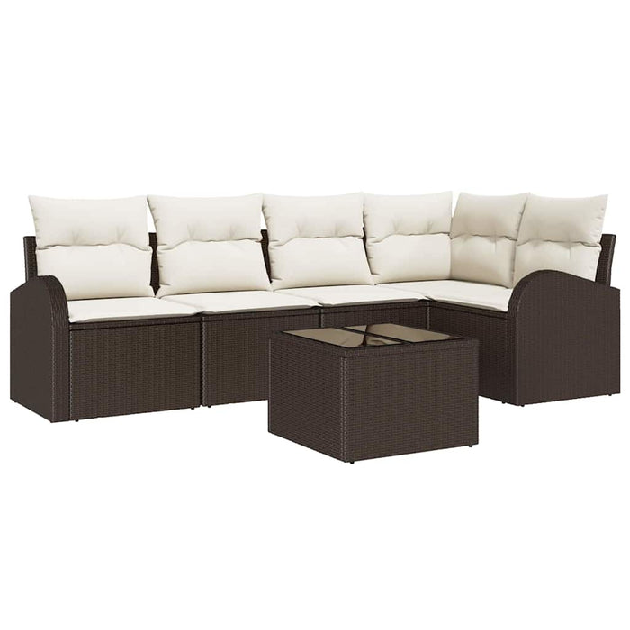 Set de canapele pentru grădină 6 pcs Maro și alb Rattan poli - WALTI WALTI