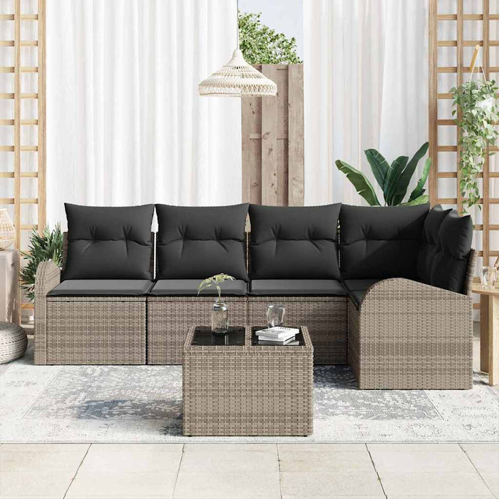 Set de canapele pentru grădină cu pernă 6 pcs Gri Rattan poli - WALTI WALTI