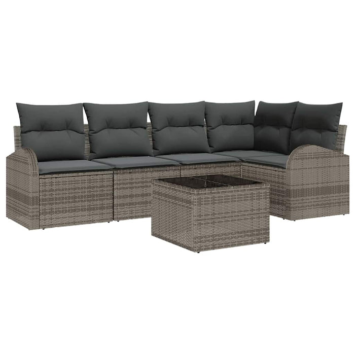 Set de canapele pentru grădină cu pernă 6 pcs Gri Rattan poli - WALTI WALTI