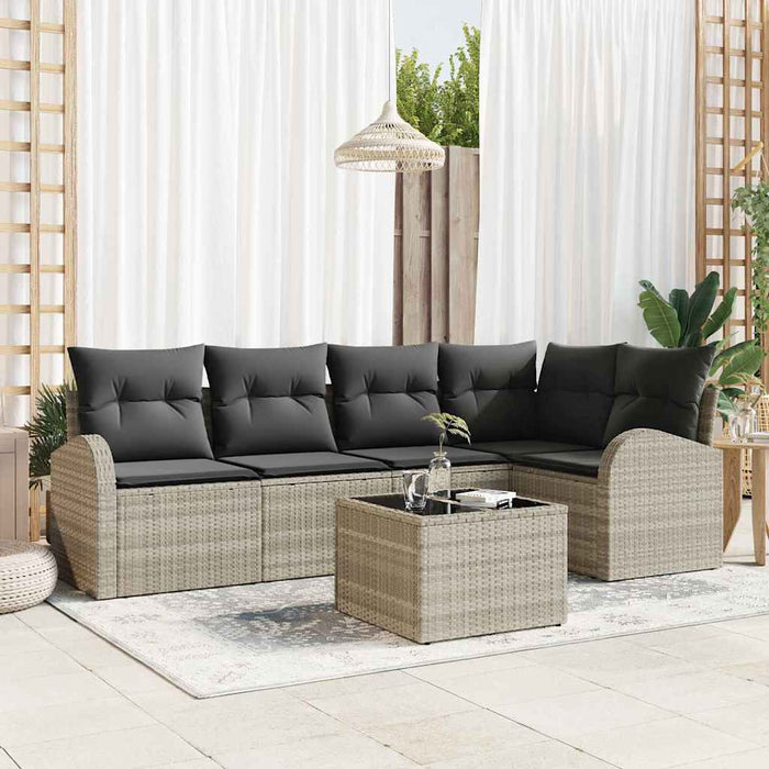 Set de canapele pentru grădină 6 pcs Gri deschis Rattan poli - WALTI WALTI
