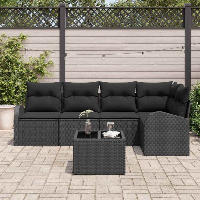 Set de canapele pentru grădină cu pernă 6 pcs Negru Rattan poli - WALTI WALTI