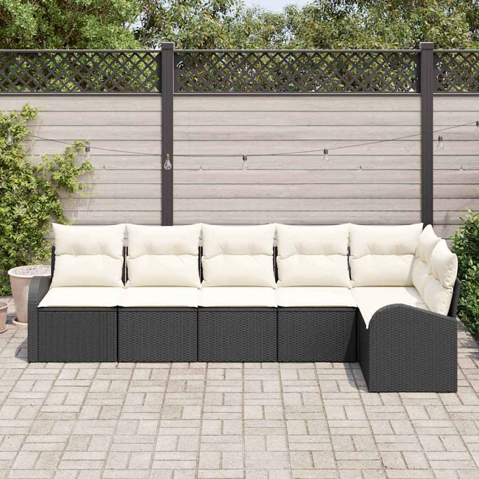 Set de canapele pentru grădină 6 pcs Negru, alb Rattan poli - WALTI WALTI