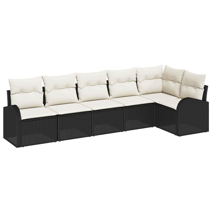 Set de canapele pentru grădină 6 pcs Negru, alb Rattan poli - WALTI WALTI