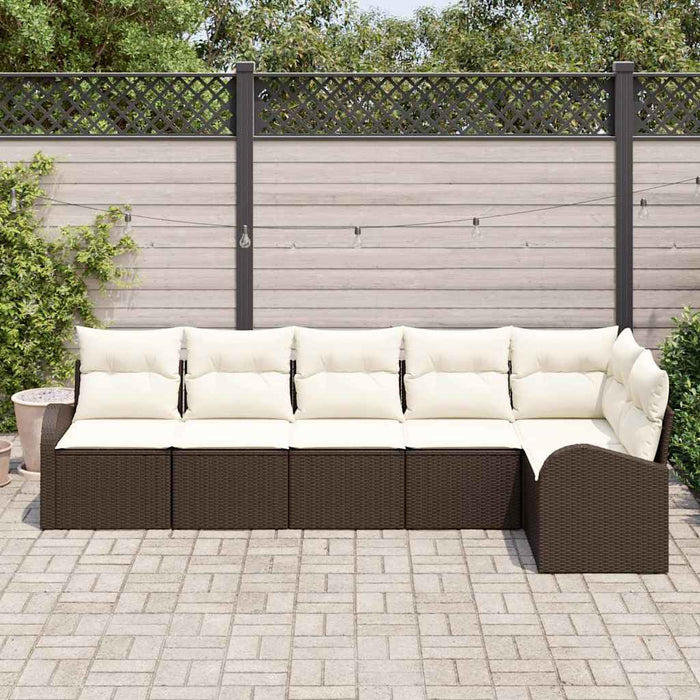 Set de canapele pentru grădină 6 pcs Maro și alb Rattan poli - WALTI WALTI