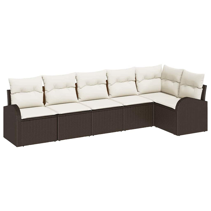 Set de canapele pentru grădină 6 pcs Maro și alb Rattan poli - WALTI WALTI
