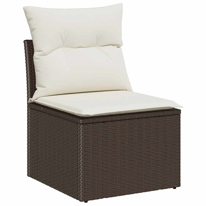 Set de canapele pentru grădină 6 pcs Maro și alb Rattan poli - WALTI WALTI