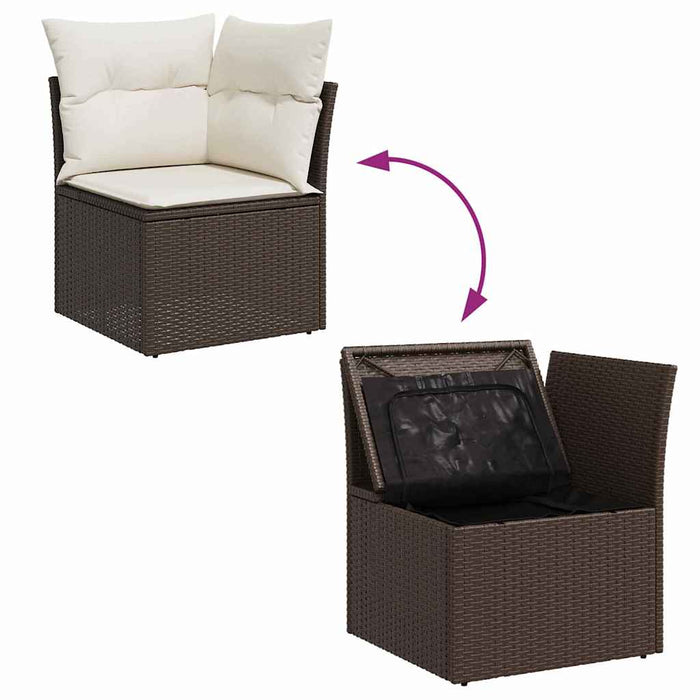 Set de canapele pentru grădină 6 pcs Maro și alb Rattan poli - WALTI WALTI