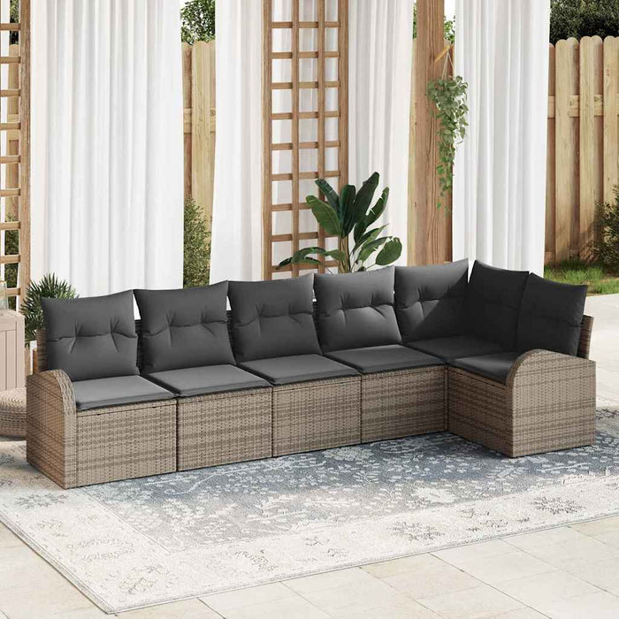 Set de canapele pentru grădină cu pernă 6 pcs Gri Rattan poli - WALTI WALTI