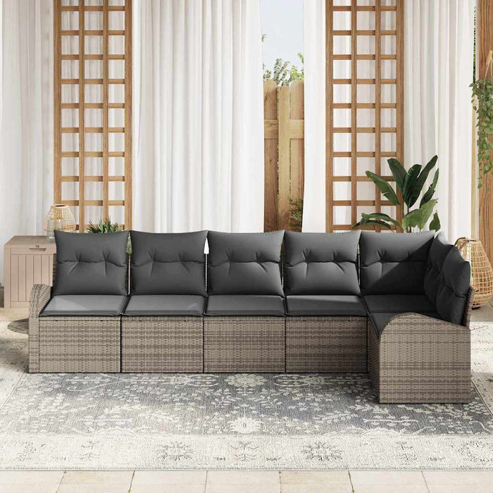 Set de canapele pentru grădină cu pernă 6 pcs Gri Rattan poli - WALTI WALTI