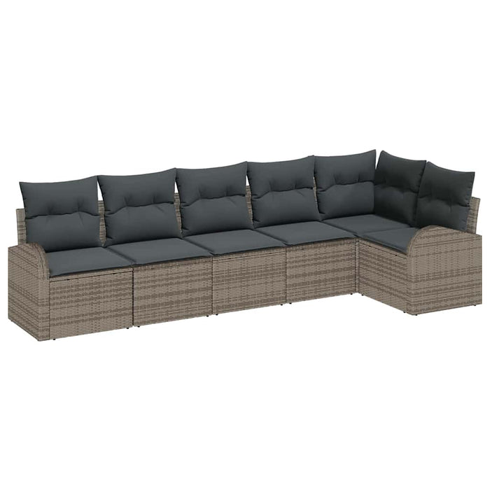 Set de canapele pentru grădină cu pernă 6 pcs Gri Rattan poli - WALTI WALTI