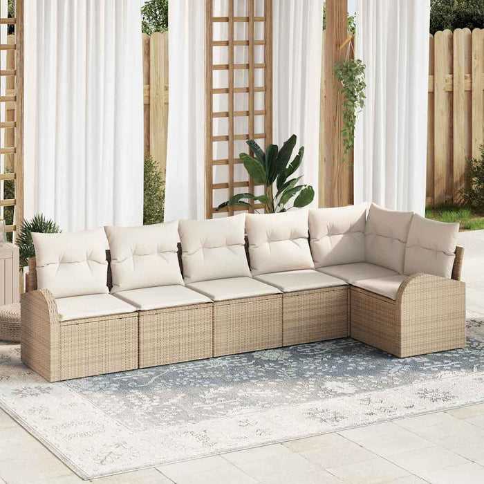 Set de canapele pentru grădină 6 pcs Bej, alb Rattan poli - WALTI WALTI