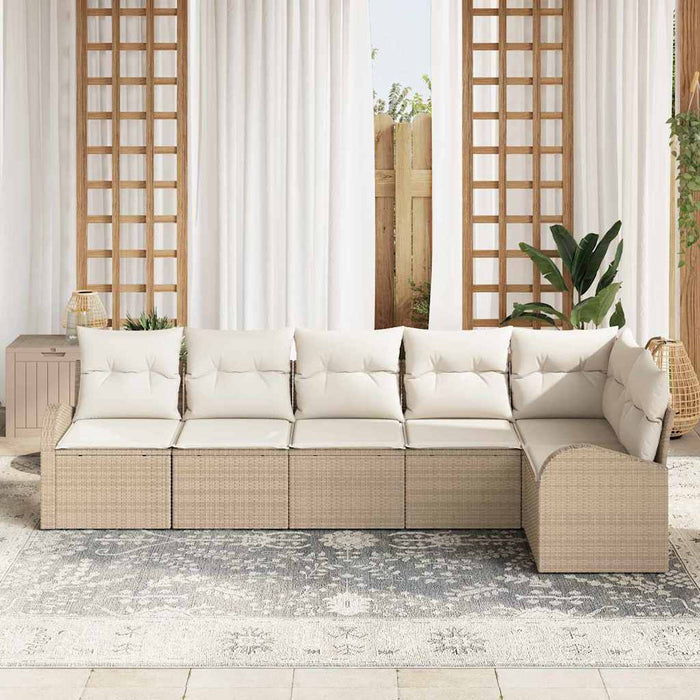 Set de canapele pentru grădină 6 pcs Bej, alb Rattan poli - WALTI WALTI