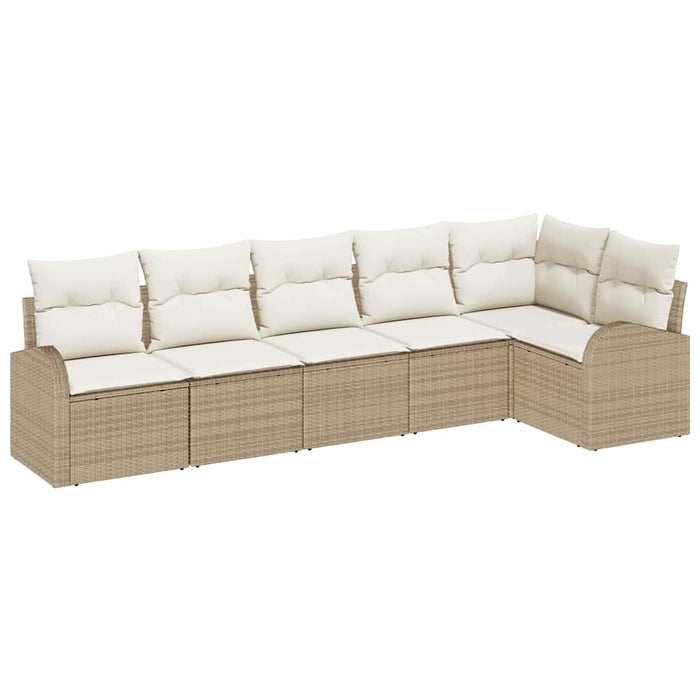 Set de canapele pentru grădină 6 pcs Bej, alb Rattan poli - WALTI WALTI